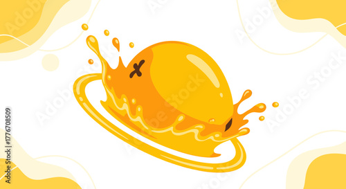 Abstract, Liquid Concept of a Yellow Substance in Artistic Splash for Visual Design