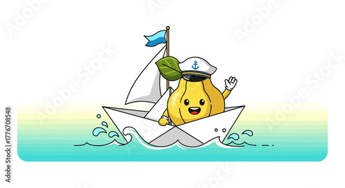 Adventuresome Fruit Travels the Sea In A Joyful Paper Boat Adventure Always