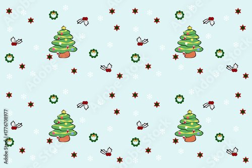 christmas seamless pattern with christmas trees, stars. Xmas wallpapers,design illustration for woven textile printing,card,picture books, Gift wrapping paper,New Year's vector of a party background