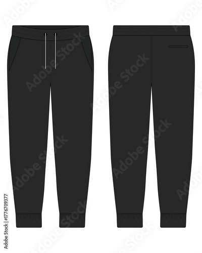Black long sweatpants illustration mockup