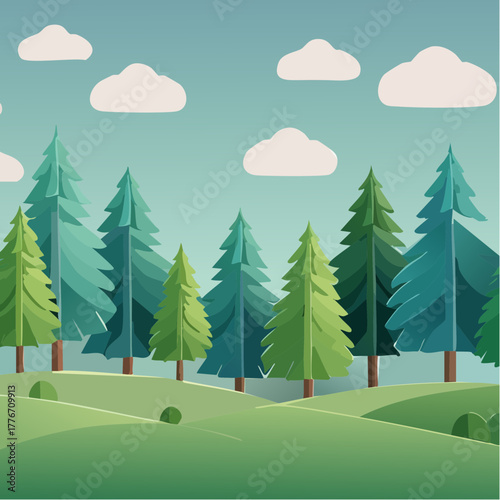 Forest landscape filled with trees - natural ecosystem