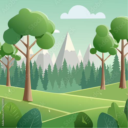Forest landscape filled with trees - natural ecosystem