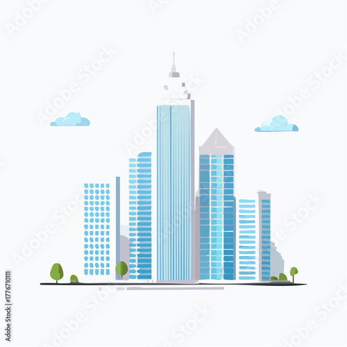 City downtown with large skyscraper buildings 