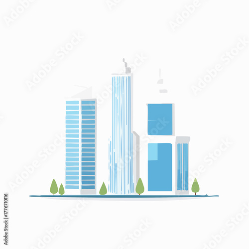 City downtown with large skyscraper buildings 