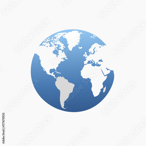 Planet earth with continents and oceans - North and South America, Africa, Europe, Atlantic Ocean, Pacific Ocean