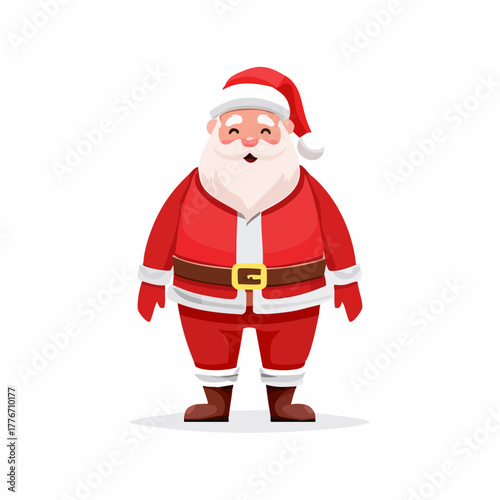 Santa Claus with white beard and red and white traditional santa suit