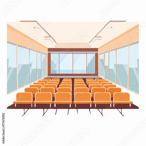 Auditorium interior with seating and stage for presentations and performances