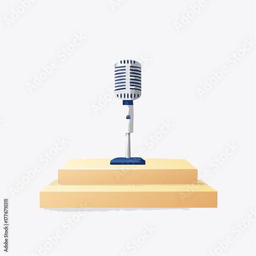 Podcasting microphone on a podium stage