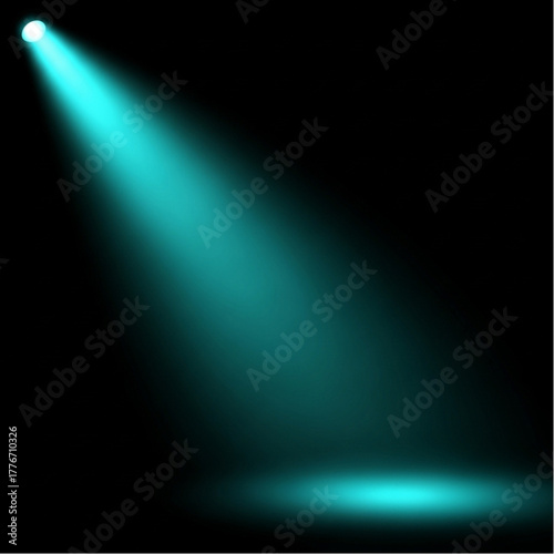 A vibrant turquoise spotlight illuminating a stage, creating a dynamic visual that captures attention. vector illustration
