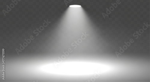 A captivating spotlight illuminates a focal point, casting a radiant glow against a neutral backdrop, highlighting the power of illumination and emphasis. vector illustration