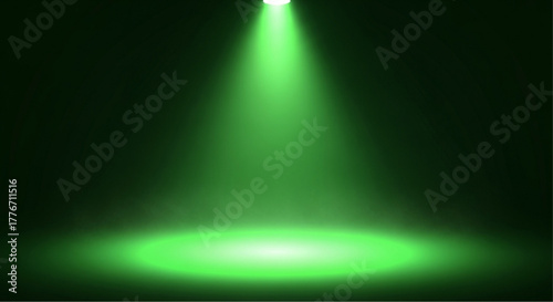A vibrant green spotlight bathes a stage or space in a dramatic and captivating display. vector illustration
