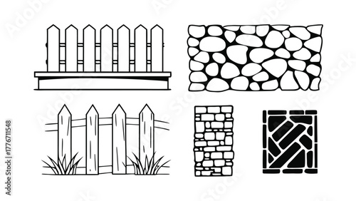 CAD Texture Patterns Collection with Stone, Pebble, Gravel, Wood, and Soil Symbols, Clean Architectural Hatch Set for Landscape Design, Floor Plans, and Technical Drawings