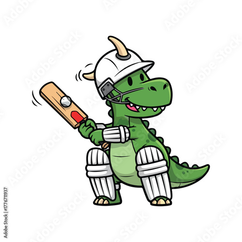 Adorable cartoon dinosaur illustration with vibrant colors and simple geometric shapes