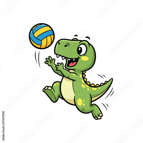 Playful dinosaur illustration with vibrant colors and bold outline