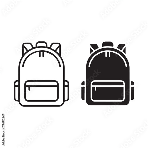 black travel bag vector illustration on white background
