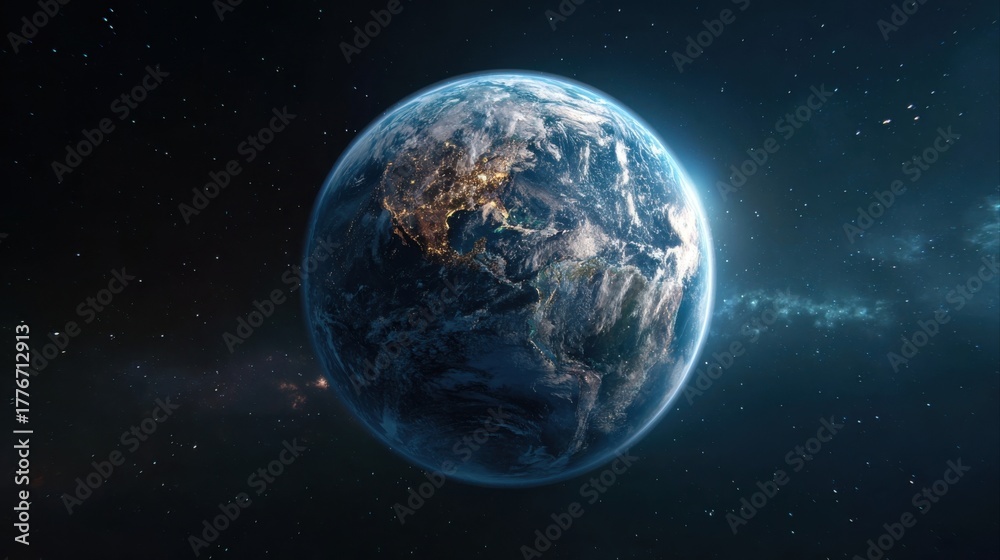 Fototapeta premium Planet Earth in starry cosmos