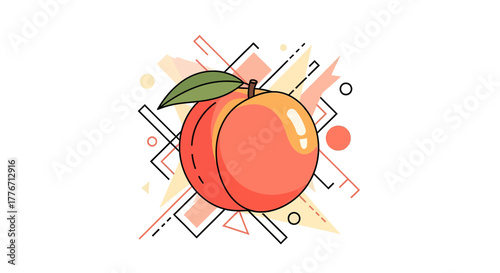 Aesthetic Peach Illustration With Geometric Elements, For Design and Decorative Purposes