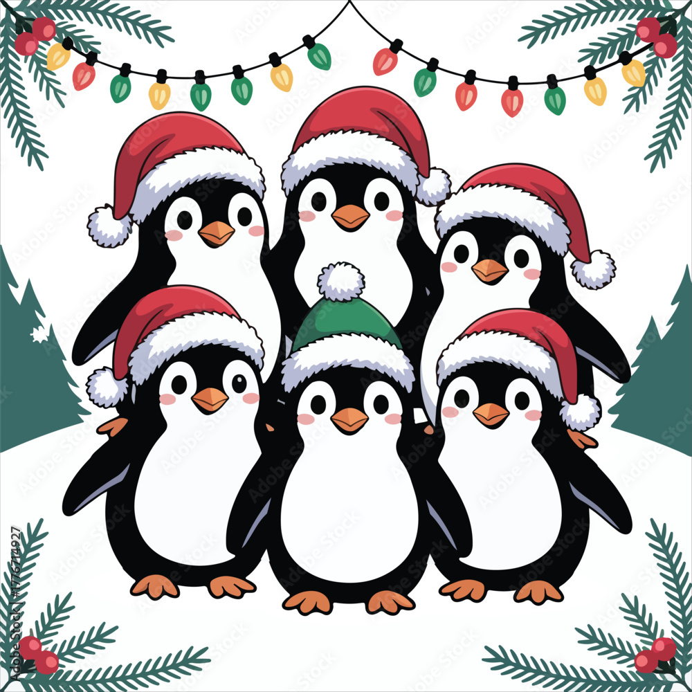 Fototapeta premium Christmas 2025 Penguin with Festive Decoration