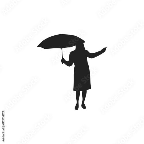 silhouette of person holding umbrella