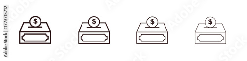 Donation box icon. Vector isolated pictograms.