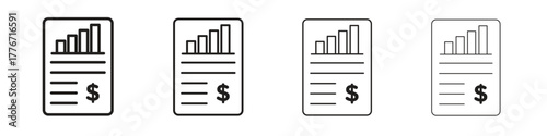 Financial report icon. Vector isolated pictograms.