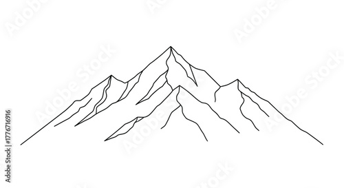 Simple line art illustration of a jagged mountain range landscape