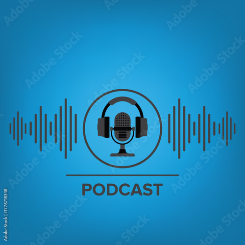 Podcast. Sound Audio Wave. Badge, icon, stamp, logo.	