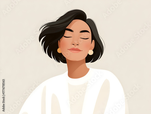 Close-up portrait of a young woman with messy brown hair and captivating sad eyes conveying a sense of sadness and loneliness, disappointment and sorrow, against a minimalist white backdrop