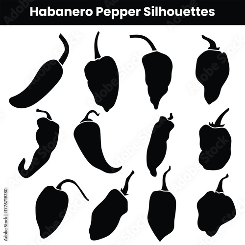 Habanero Pepper Silhouettes