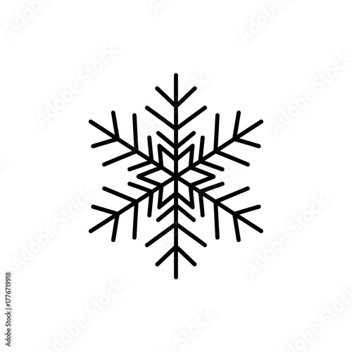 Black snowflake, a simple winter holiday icon