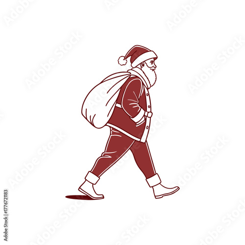 Classic Santa Claus silhouette on a white background