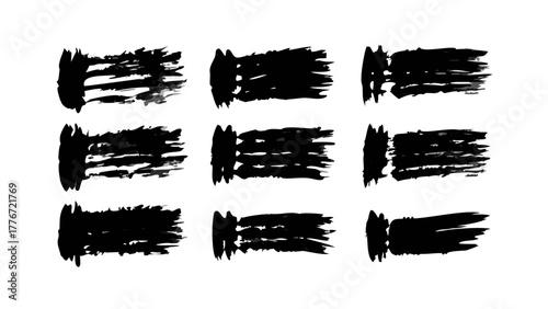 Black brush strokes grunge vector set paint brush stroke texture design element abstract art graphic element