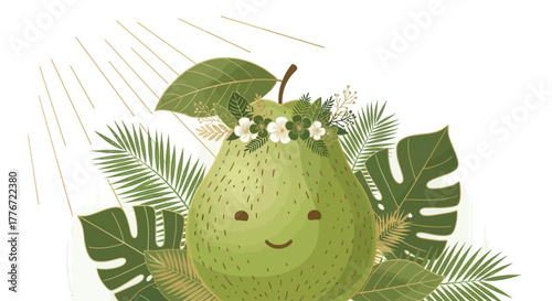Avocado With A Floral Crown Embracing Lush Foliage Designs Illuminated With Rays