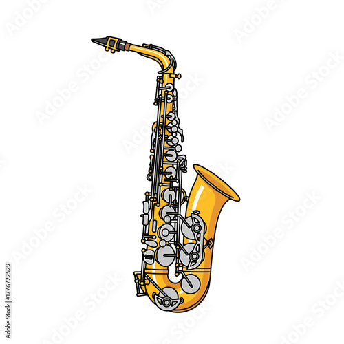 Golden saxophone for jazz music performance