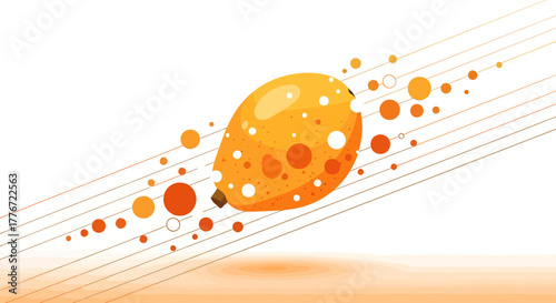 Abstract Composition Depicting a Stylized Fruit With Lines And Circles Decorations