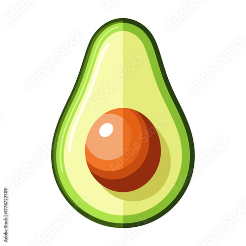 Illustration of a ripe avocado cut in half