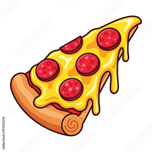 A slice of pepperoni pizza with cheese