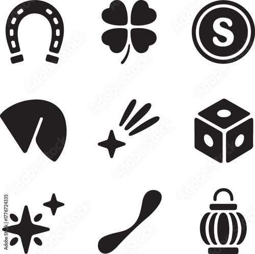 Universal Symbols of Luck and Good Fortune Set