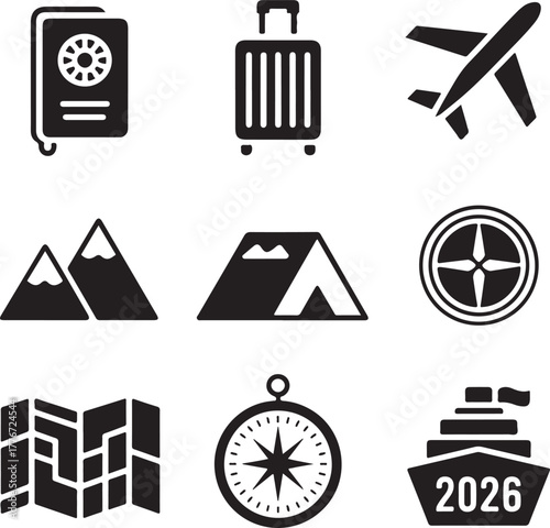 Adventure Travel and Vacation Planning Icons
