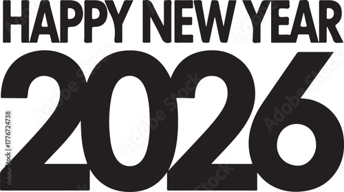 Happy New Year 2026 typography design