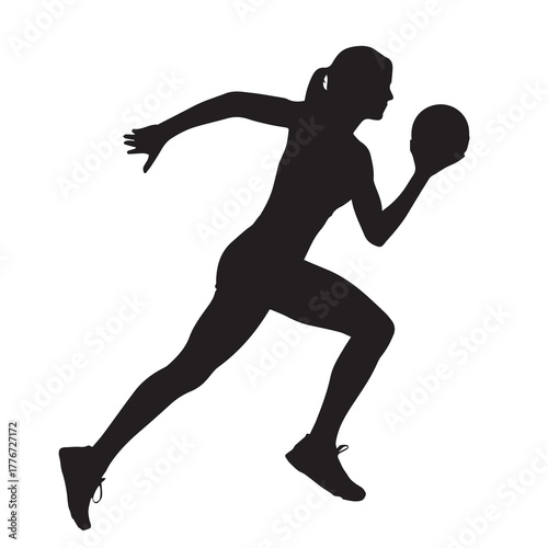 Fitness Training Icon. Active Woman Exercising or Working Out with a Medicine Ball.