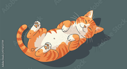 The Relaxed Pose: Happy Orange Tabby Cat Sleeping Peacefully on its Back