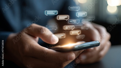 Modern smartphone interaction with chatbot interface, demonstrating technology use in digital communication and customer engagement strategies in daily life