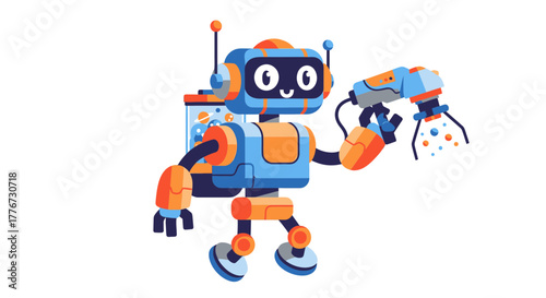 Cartoon Robot Design Demonstrates Technological Innovation and Futuristic Functionality
