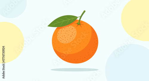 Cartoonish Orange Illustration With Leaf, Perfect For Healthy Food and Beverages Design
