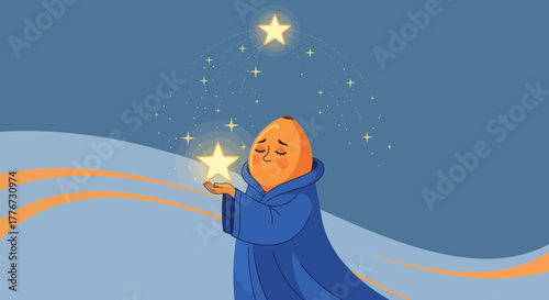 Celestial Being Adorned With Starlight, Contemplating The Heavens Above And The Universe