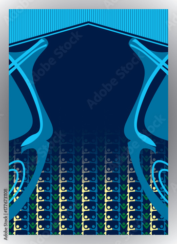 Dark Blue Abstract Geometric Sublimation Pattern Vector - Modern Art Deco Sportswear Jersey Template