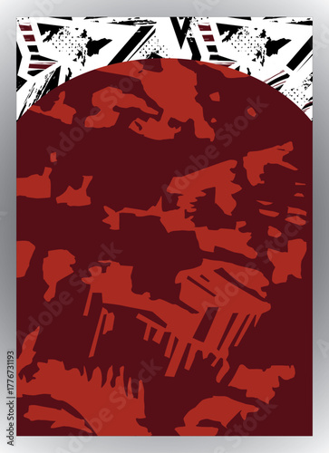 Dark Red Abstract Camouflage Sublimation Sportswear Pattern Design - Aggressive Grunge Racing Jersey Template