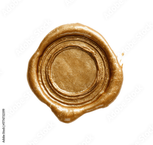 Gold wax seal, circular, detailed