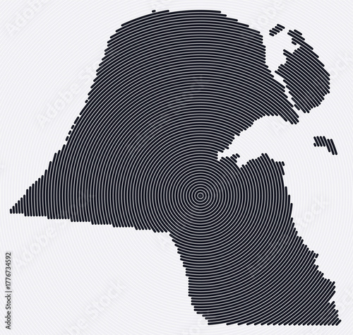 Kuwait shape rings. Country map formed by stacked circles. Kuwait boundary shape design. Classy vector illustration.